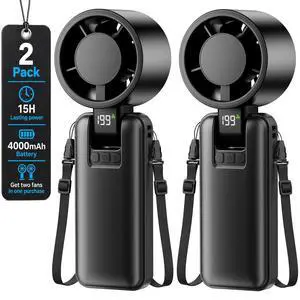 2 Pack Portable Mini Handheld Fan, 199-Level Stepless Speed,Black 2 Pack Portable Mini Handheld Fan, 199-Level Stepless Speed,Black