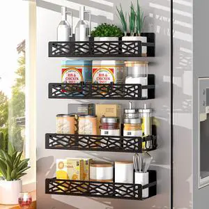 4 Pack Magnetic Spice Rack for Refrigerator, Heavy Duty Metal Magnetic Fridge Spice Rack Organizer with 4 Hooks, No Drilling Rustproof Spice Storage for Kitchen Organization,11LB Load Capacity 4 Pack Magnetic Spice Rack for Refrigerator, Heavy Duty Metal Magnetic Fridge Spice Rack Organizer with 4 Hooks, No Drilling Rustproof Spice Storage for Kitchen Organization,11LB Load Capacity