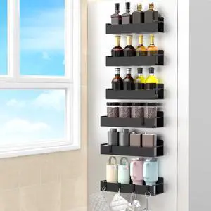6 Pack Magnetic Spice Rack Organizer for Refrigerator and Oven, Black Fridge Organizers and Storage for Kitchen 6 Pack Magnetic Spice Rack Organizer for Refrigerator and Oven, Black Fridge Organizers and Storage for Kitchen