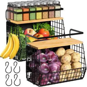 2 Set Magnetic Shelf for Refrigerator with Wood Lid, Fruit Potato & Onion Storage Bins, Pantry Organizers & Storage, Large Container Magnetic Spice Rack for Refrigerator, Kitchen Counter, Cabinet 2 Set Magnetic Shelf for Refrigerator with Wood Lid, Fruit Potato & Onion Storage Bins, Pantry Organizers & Storage, Large Container Magnetic Spice Rack for Refrigerator, Kitchen Counter, Cabinet