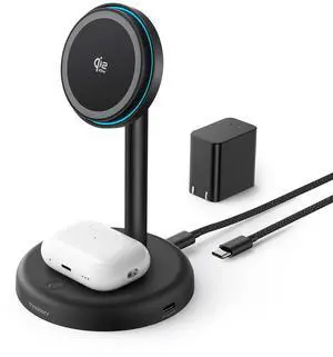 25W Wireless Charger Stand: Qi2.2 Certified 2-in-1 Fast Charging Station for Apple with Cooling Fan - for iPhone 17/16/15/14/13/12 & AirPods Nightstand, Office, Desk (45W Adapter Included) 25W Wireless Charger Stand: Qi2.2 Certified 2-in-1 Fast Charging Station for Apple with Cooling Fan - for iPhone 17/16/15/14/13/12 & AirPods Nightstand, Office, Desk (45W Adapter Included)