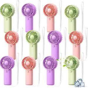 12 Pcs Mini Portable Fan Handheld Battery Operated Portable Small Personal Fans for Summer Beach Indoor Outdoor Travel Cooling Gift (Pink,Purple,Green) 12 Pcs Mini Portable Fan Handheld Battery Operated Portable Small Personal Fans for Summer Beach Indoor Outdoor Travel Cooling Gift (Pink,Purple,Green)