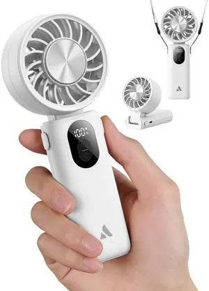 Mighty Portable Handheld Fan with Cooling Plate | 20H Max Cooling Time | 3 Flexible Modes | 5 Speeds Wind | Battery Level Display | Mini Personal Battery Powered, Gifts for Women, Travel-White Mighty Portable Handheld Fan with Cooling Plate | 20H Max Cooling Time | 3 Flexible Modes | 5 Speeds Wind | Battery Level Display | Mini Personal Battery Powered, Gifts for Women, Travel-White