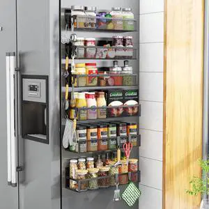 Magnetic Spice Rack for Refrigerator, 6 Pack Magnetic Shelf, Fridge Magnet Organizer with Moveable 12 Hooks, Magnetic Fridge Shelf for Kitchen Organization and Storage (6 Pack) Magnetic Spice Rack for Refrigerator, 6 Pack Magnetic Shelf, Fridge Magnet Organizer with Moveable 12 Hooks, Magnetic Fridge Shelf for Kitchen Organization and Storage (6 Pack)