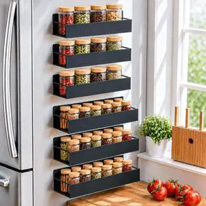 6 Pack Metal Magnetic Spice Rack for fridge, Heavy Duty 6 Pack Metal Magnetic Spice Rack for fridge, Heavy Duty