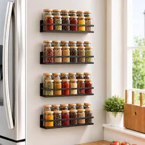Metal Magnetic Spice Rack 4-Pack Heavy-Duty, Rust-Resistant Metal Magnetic Spice Rack 4-Pack Heavy-Duty, Rust-Resistant