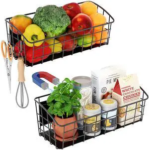 Magnetic Shelf for Refrigerator 2-Pack, Strong Magnetic Spice Rack with Removable Hooks for Kitchen Storage, Fruit Potato Onion Storage Shelves, Large Magnetic Basket Organizer for Fridge Oven Laundry Magnetic Shelf for Refrigerator 2-Pack, Strong Magnetic Spice Rack with Removable Hooks for Kitchen Storage, Fruit Potato Onion Storage Shelves, Large Magnetic Basket Organizer for Fridge Oven Laundry