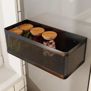 1 Pcs Magnetic Shelf For Fridge Shelves For Whiteboard Classroom Basket Organizer Holder Locker Storage Magnetic Bin Box Containers For Side Of Refrigerator (Black, 11''L*4.9''W*3.9''H) 1 Pcs Magnetic Shelf For Fridge Shelves For Whiteboard Classroom Basket Organizer Holder Locker Storage Magnetic Bin Box Containers For Side Of Refrigerator (Black, 11''L*4.9''W*3.9''H)