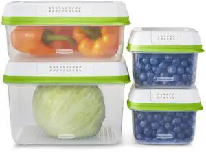 FreshWorks Produce Saver, Medium and Large Storage Containers, 8-Piece Set, Set of 4, Med & Lg, Clear FreshWorks Produce Saver, Medium and Large Storage Containers, 8-Piece Set, Set of 4, Med & Lg, Clear