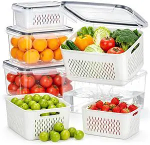 4 Pack Fruit Storage Containers for Fridge Set, Produce Containers for Fridge with Strainer, Plastic Reusable Fridge Organizers and Storage for Berry Salad Lettuce, Size 3.4, 1.8, 0.9, 0.4QT 4 Pack Fruit Storage Containers for Fridge Set, Produce Containers for Fridge with Strainer, Plastic Reusable Fridge Organizers and Storage for Berry Salad Lettuce, Size 3.4, 1.8, 0.9, 0.4QT