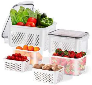 3pcs 4 in 1 Fruit Containers for Fridge with Removable Colanders and Lids, Airtight Storage Container to Keep Fruits, Vegetables, Berry, Meat Fresh Longer, Dishwasher & Microwave Safe 3pcs 4 in 1 Fruit Containers for Fridge with Removable Colanders and Lids, Airtight Storage Container to Keep Fruits, Vegetables, Berry, Meat Fresh Longer, Dishwasher & Microwave Safe