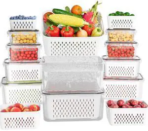 10 Pack Fruit Storage Containers for Fridge with Removable Colanders - Food Storage Containers with Lids, BPA-Free Produce Containers Keep Fruits, Vegetables, Berry, Meat Fresh Longer 10 Pack Fruit Storage Containers for Fridge with Removable Colanders - Food Storage Containers with Lids, BPA-Free Produce Containers Keep Fruits, Vegetables, Berry, Meat Fresh Longer