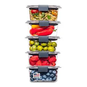 Brilliance BPA-Free Food Storage Containers Multi Pack, 1.3 Cup Plastic Containers with Lids, 5 Pack, Leak Proof, Microwave & Dishwasher Safe Brilliance BPA-Free Food Storage Containers Multi Pack, 1.3 Cup Plastic Containers with Lids, 5 Pack, Leak Proof, Microwave & Dishwasher Safe
