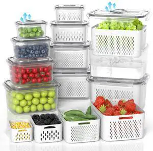 10Pack Fruit Storage Containers for Fridge - Berry Containers with Vent and Handle Lids, Fruit Containers for Fridge with Colander, lettuce keeper for Refrigerator Organizers and Storage 10Pack Fruit Storage Containers for Fridge - Berry Containers with Vent and Handle Lids, Fruit Containers for Fridge with Colander, lettuce keeper for Refrigerator Organizers and Storage