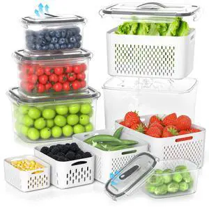 5 Pack Fruit Storage Containers for Fridge - Clear Berry Containers with Colander, Airtight Fridge Organizer Bins with Vent Handle Lids for Refrigerator Organizers and Storage Keep Fresh 5 Pack Fruit Storage Containers for Fridge - Clear Berry Containers with Colander, Airtight Fridge Organizer Bins with Vent Handle Lids for Refrigerator Organizers and Storage Keep Fresh