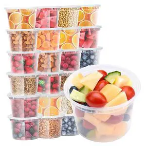 24 Pack 16 oz Deli Containers with Lids, Plastic Food Storage Freezer Storge Soup Containers with Lids - Microwave, Freezer & Dishwasher Safe Eco-Friendly, BPA-Free, Reusable & Stackable 24 Pack 16 oz Deli Containers with Lids, Plastic Food Storage Freezer Storge Soup Containers with Lids - Microwave, Freezer & Dishwasher Safe Eco-Friendly, BPA-Free, Reusable & Stackable