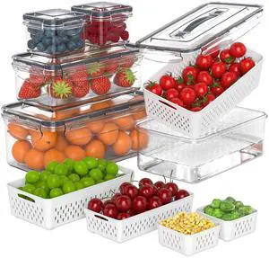 5 Pcs Fruit Storage Containers For Fridge with Removable Colander and Handle Lid, Refrigerator Organizers and Storage, Airtight Container to Keep Berry Fruit and Vegetable Fresh Longer Dishwasher Safe 5 Pcs Fruit Storage Containers For Fridge with Removable Colander and Handle Lid, Refrigerator Organizers and Storage, Airtight Container to Keep Berry Fruit and Vegetable Fresh Longer Dishwasher Safe