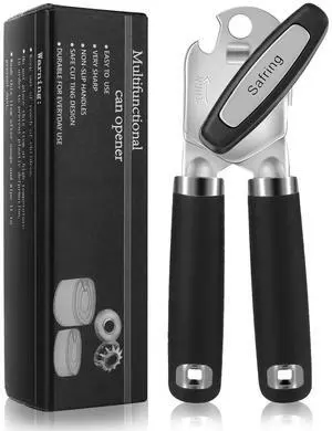 Can Opener Manual, Heavy Duty Handheld Strong Can Opener with Soft Touch Handle, Sharp Blade Smooth Edge, Can Openers with Multifunctional Bottle Opener, Black Can Opener Manual, Heavy Duty Handheld Strong Can Opener with Soft Touch Handle, Sharp Blade Smooth Edge, Can Openers with Multifunctional Bottle Opener, Black