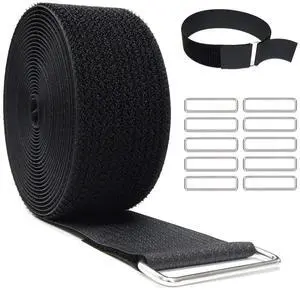 2"x16ft Reusable Cinch Strap with 10 Metal Buckles, Cut-to-Length Fastening Securing Straps, Adjustable Nylon Cable Straps and Cord Ties for Organizer or Storage, 2 inch Wide, Black 2"x16ft Reusable Cinch Strap with 10 Metal Buckles, Cut-to-Length Fastening Securing Straps, Adjustable Nylon Cable Straps and Cord Ties for Organizer or Storage, 2 inch Wide, Black