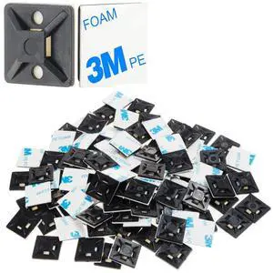 PCS 3/4" Black Self Adhesive Cable Zip Tie Mounts Wire Cable Clips Holders Management Anchors Organizer Holders Squares(HS-101S) PCS 3/4" Black Self Adhesive Cable Zip Tie Mounts Wire Cable Clips Holders Management Anchors Organizer Holders Squares(HS-101S)