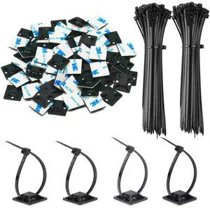 140 Pack 3/4" Zip Tie Adhesive Mounts Self Adhesive Cable Base Holders with Multi-Purpose Tie wire clips with screw hole,Anchor stick on wire holder,Black 140 Pack 3/4" Zip Tie Adhesive Mounts Self Adhesive Cable Base Holders with Multi-Purpose Tie wire clips with screw hole,Anchor stick on wire holder,Black