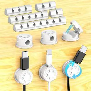 11PCS Cable Management Cord Holder Organizer, Magnetic Cable Clips Adhesive Wire Keeper, Under Desk for Bedside Nightstand Table Desktop USB Wall Car Office Workspace Accessories (White) 11PCS Cable Management Cord Holder Organizer, Magnetic Cable Clips Adhesive Wire Keeper, Under Desk for Bedside Nightstand Table Desktop USB Wall Car Office Workspace Accessories (White)