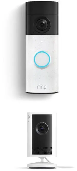 Battery Doorbell (newest model), Speckled White with Indoor Cam Plus, White Battery Doorbell (newest model), Speckled White with Indoor Cam Plus, White