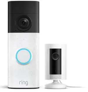Battery Doorbell (newest model) Speckled White, with Indoor Cam, White Battery Doorbell (newest model) Speckled White, with Indoor Cam, White