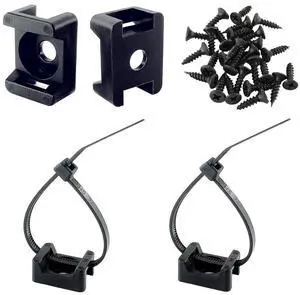 Saddle Type Cable Zip Tie Mounts Base Kit with Screw Hole,Set Strong 6 Inch Nylon Cable Ties and Screws Each 100 PCS,Wire Clips Anchor Management Fastener for Baseborad,Wall or Desk,Black Saddle Type Cable Zip Tie Mounts Base Kit with Screw Hole,Set Strong 6 Inch Nylon Cable Ties and Screws Each 100 PCS,Wire Clips Anchor Management Fastener for Baseborad,Wall or Desk,Black