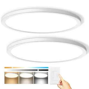 Super Slim 3200LM 12Inch LED Ceiling Lights Flush Mount, Dimmable 3000K 4500K 6000K CCT, Low Profile Surface Mount Light Fixtures, 24W Thin Flat LED Panel Lights for Bedroom Bathroom Kitchen, 2 Packs Super Slim 3200LM 12Inch LED Ceiling Lights Flush Mount, Dimmable 3000K 4500K 6000K CCT, Low Profile Surface Mount Light Fixtures, 24W Thin Flat LED Panel Lights for Bedroom Bathroom Kitchen, 2 Packs