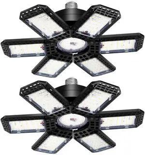 2 Pack Garage Lights, 200W 20000LM 6500K LED Shop Lights, Garage Light Ceiling Led with 6+1 Deformable Panels, Screw in E26/E27 Socket Bulb for Warehouse, Workshop, Basement, Barn Lighting 2 Pack Garage Lights, 200W 20000LM 6500K LED Shop Lights, Garage Light Ceiling Led with 6+1 Deformable Panels, Screw in E26/E27 Socket Bulb for Warehouse, Workshop, Basement, Barn Lighting