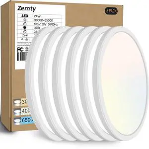 6Pack 12-Inch LED Flush Mount Ceiling Lights, 24W 3200Lumens 5 CCT Adjustable (3000K-6500K), Round Bright Light Fixture for Bedroom Kitchen Bathroom Hallway Closet(White) 6Pack 12-Inch LED Flush Mount Ceiling Lights, 24W 3200Lumens 5 CCT Adjustable (3000K-6500K), Round Bright Light Fixture for Bedroom Kitchen Bathroom Hallway Closet(White)