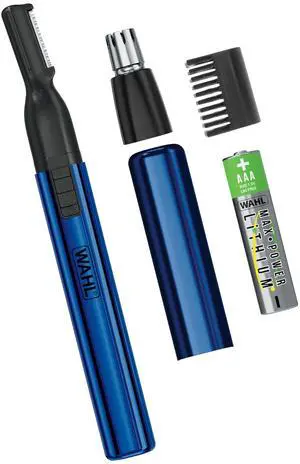 Lithium 2 in 1 Battery Pen Detail Touch Up Trimmer for Nose, Ear, Neckline, Eyebrow, & Other Detailing - Blue - by The Brand by Professionals - Model 5643-200 Lithium 2 in 1 Battery Pen Detail Touch Up Trimmer for Nose, Ear, Neckline, Eyebrow, & Other Detailing - Blue - by The Brand by Professionals - Model 5643-200