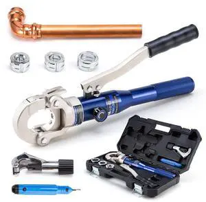 Copper Tube Fittings Hydraulic Pipe Crimping Tool with 1/2",3/4" and 1" Jaw Copper Pipe Press Crimper Pressing Pliers, with Pipe Cutter Copper Tube Fittings Hydraulic Pipe Crimping Tool with 1/2",3/4" and 1" Jaw Copper Pipe Press Crimper Pressing Pliers, with Pipe Cutter