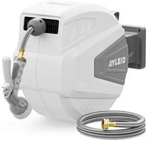 Retractable Rubber Hybrid Garden Hose Reel, 1/2"x100ft Wall Mount Retractable Rubber Hybrid Garden Hose Reel, 1/2"x100ft Wall Mount