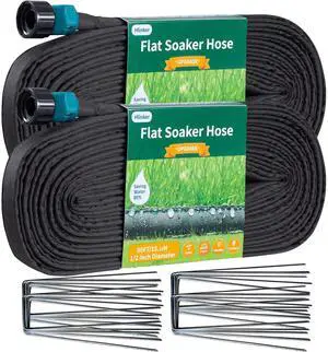 2026 Flat Soaker Hose 100 ft (50ft 2Packs) with Stake for Garden, Linkable Drip Hose Diy Automates Garden Irrigation System Saving 88% Water, Dual-layer Leak-free Design Water Hose with Holes 2026 Flat Soaker Hose 100 ft (50ft 2Packs) with Stake for Garden, Linkable Drip Hose Diy Automates Garden Irrigation System Saving 88% Water, Dual-layer Leak-free Design Water Hose with Holes