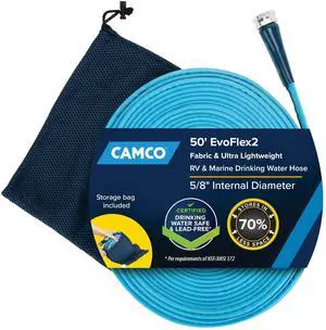 50-ft Drinking Water Hose - RV Drinking Water Hose Reinforced with Fabric & Ultra Lightweight - Contains No Lead, No BPA & No Phthalate - Abrasion Resistant 50-ft Drinking Water Hose - RV Drinking Water Hose Reinforced with Fabric & Ultra Lightweight - Contains No Lead, No BPA & No Phthalate - Abrasion Resistant