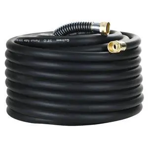 75FT 5/8 Heavy Duty Rubber Garden Hose - 300psi Working, 1000psi Burst - Hot/Cold Water - Five-Layered Braiding for Durability - Versatile for Gardening, Agriculture, Construction(Black) 75FT 5/8 Heavy Duty Rubber Garden Hose - 300psi Working, 1000psi Burst - Hot/Cold Water - Five-Layered Braiding for Durability - Versatile for Gardening, Agriculture, Construction(Black)