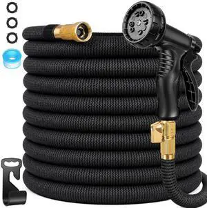 100 ft Expandable Garden Hose with 10-Function Spray Nozzle Flexible Water Hose with 3/4" Solid Brass Fittings, 3750D Extra-Strong Fabric, 5-Layer Latex Core, Leakproof & Kink-Free Expanding Hose 100 ft Expandable Garden Hose with 10-Function Spray Nozzle Flexible Water Hose with 3/4" Solid Brass Fittings, 3750D Extra-Strong Fabric, 5-Layer Latex Core, Leakproof & Kink-Free Expanding Hose