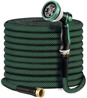Garden Hose 100 FT, Heavy Duty Water Hose with Aluminum Fittings, Puncture Proof All-weather, Ultra-Lightweight and Flexible, Watering and Cleaning for Outdoor, Lawn Garden Hose 100 FT, Heavy Duty Water Hose with Aluminum Fittings, Puncture Proof All-weather, Ultra-Lightweight and Flexible, Watering and Cleaning for Outdoor, Lawn