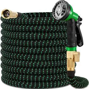 100 ft Expandable Garden Hose - All New 2026 Retractable Water Hose with 3/4" Solid Brass Fittings, Extra Strength Fabric - Flexible Expanding Hose with 10 Pattern Spray Nozzle 100 ft Expandable Garden Hose - All New 2026 Retractable Water Hose with 3/4" Solid Brass Fittings, Extra Strength Fabric - Flexible Expanding Hose with 10 Pattern Spray Nozzle