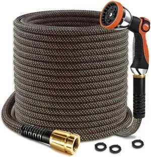 Garden Hose 50ft, Lightweight Kink-Free Water Hose, Non-Expanding Flexible Outdoor Hose with Aluminum Fittings, Abrasion Resistant & Easy to Store for Yard, Lawn, Car Washing, Watering Garden Hose 50ft, Lightweight Kink-Free Water Hose, Non-Expanding Flexible Outdoor Hose with Aluminum Fittings, Abrasion Resistant & Easy to Store for Yard, Lawn, Car Washing, Watering