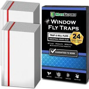 Window Fly Traps (24 XL Traps) Catch & Kill Houseflies, Flying Insects & Bugs. Non-Toxic Sticky Glue Traps Fly Killer Clear Strip Insect Catcher Safe No Zapping with Zapper | Window Fly Traps (24 XL Traps) Catch & Kill Houseflies, Flying Insects & Bugs. Non-Toxic Sticky Glue Traps Fly Killer Clear Strip Insect Catcher Safe No Zapping with Zapper |