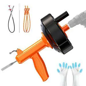 Drain Snake, Auto Feed Plumbing Snake with Drill Attachment, 25 Feet Flexible Drain Auger Tool Set Included Drain Clog Remover, Hair Clog Remover Cleaning Brush Drain Snake, Auto Feed Plumbing Snake with Drill Attachment, 25 Feet Flexible Drain Auger Tool Set Included Drain Clog Remover, Hair Clog Remover Cleaning Brush