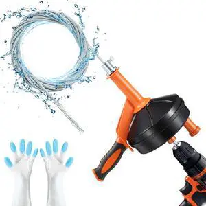 Drain Auger, Clog Remover with Drill Adapter, 25 Feet Flexible Plumbing Snake Use Manually or Powered for Kitchen, Bathroom and Shower Sink, Comes with Gloves (orange) Drain Auger, Clog Remover with Drill Adapter, 25 Feet Flexible Plumbing Snake Use Manually or Powered for Kitchen, Bathroom and Shower Sink, Comes with Gloves (orange)