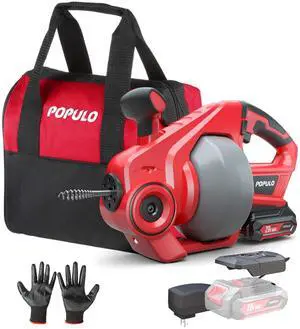 20V Cordless Electric Drain Auger-Efficient 25Ft Auto-Feed Drain Snake with Replaceable Cable,2.0Ah Battery,Charger,Storage Bag & Gloves for Kitchen,Bathroom,Shower Pipes (3/4"-2")" 20V Cordless Electric Drain Auger-Efficient 25Ft Auto-Feed Drain Snake with Replaceable Cable,2.0Ah Battery,Charger,Storage Bag & Gloves for Kitchen,Bathroom,Shower Pipes (3/4"-2")"