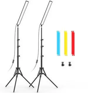 2 Pack LED Video Light Stick with 62.99'' Tripod Stand/Color Filter, Dimmable 2500K-8500K Studio Light Wand Photography Lighting Kit for Video Recording/Game Streaming/Photo Content/YouTube 2 Pack LED Video Light Stick with 62.99'' Tripod Stand/Color Filter, Dimmable 2500K-8500K Studio Light Wand Photography Lighting Kit for Video Recording/Game Streaming/Photo Content/YouTube
