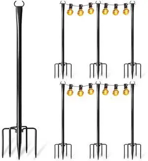 6 Pack String Light Poles for Outside, Upgraded Heavy-Duty Metal Poles for Outdoor String Lights with Fork, Adjustable Lighting Hanging Accessories for Patio Decor Pergola Backyard Garden Decorations 6 Pack String Light Poles for Outside, Upgraded Heavy-Duty Metal Poles for Outdoor String Lights with Fork, Adjustable Lighting Hanging Accessories for Patio Decor Pergola Backyard Garden Decorations