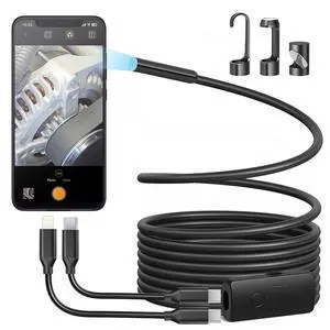 Endoscope Camera with Light, 1920P HD Borescope with 8 Adjustable LED Lights, Semi-Rigid Snake Camera with Light, IP67 Waterproof Inspection Cam for iPhone & Android, 9.8 ft Single Lens Endoscope Camera with Light, 1920P HD Borescope with 8 Adjustable LED Lights, Semi-Rigid Snake Camera with Light, IP67 Waterproof Inspection Cam for iPhone & Android, 9.8 ft Single Lens