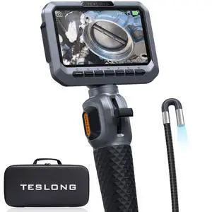 Two-Way Articulating Borescope, 5.5mm Slim Probe, 5.0'' Industrial Endoscope with Light, 5FT Flexible Snake Scope for Automotive, HVAC & Mechanics Two-Way Articulating Borescope, 5.5mm Slim Probe, 5.0'' Industrial Endoscope with Light, 5FT Flexible Snake Scope for Automotive, HVAC & Mechanics